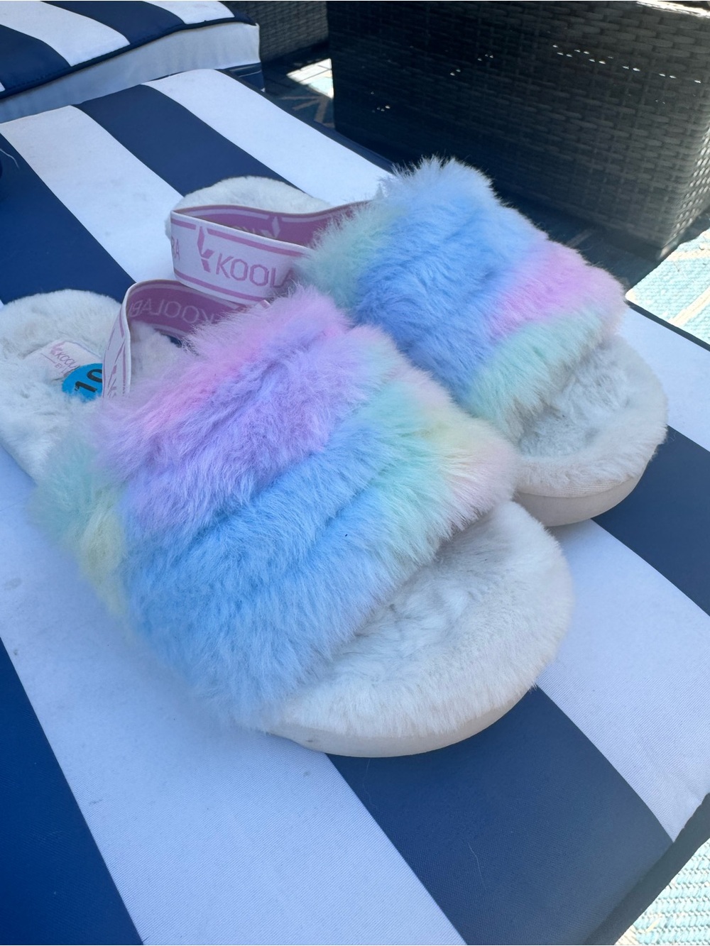 Koolaburra Pastel Rainbow Fuzzy Slippers
